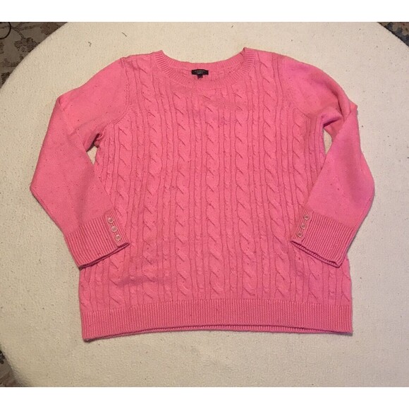 Talbots Sweater Womens XP Green Cable Knit Pullover Long Sleeve Cotton Blend G5 - Picture 7 of 9